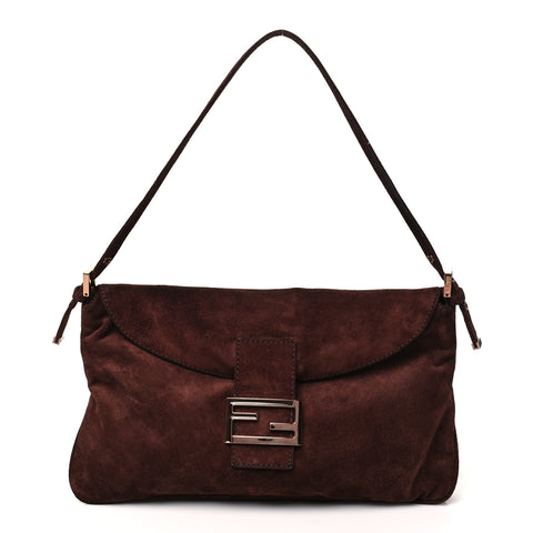 Suede Baguette Shoulder Bag Brown