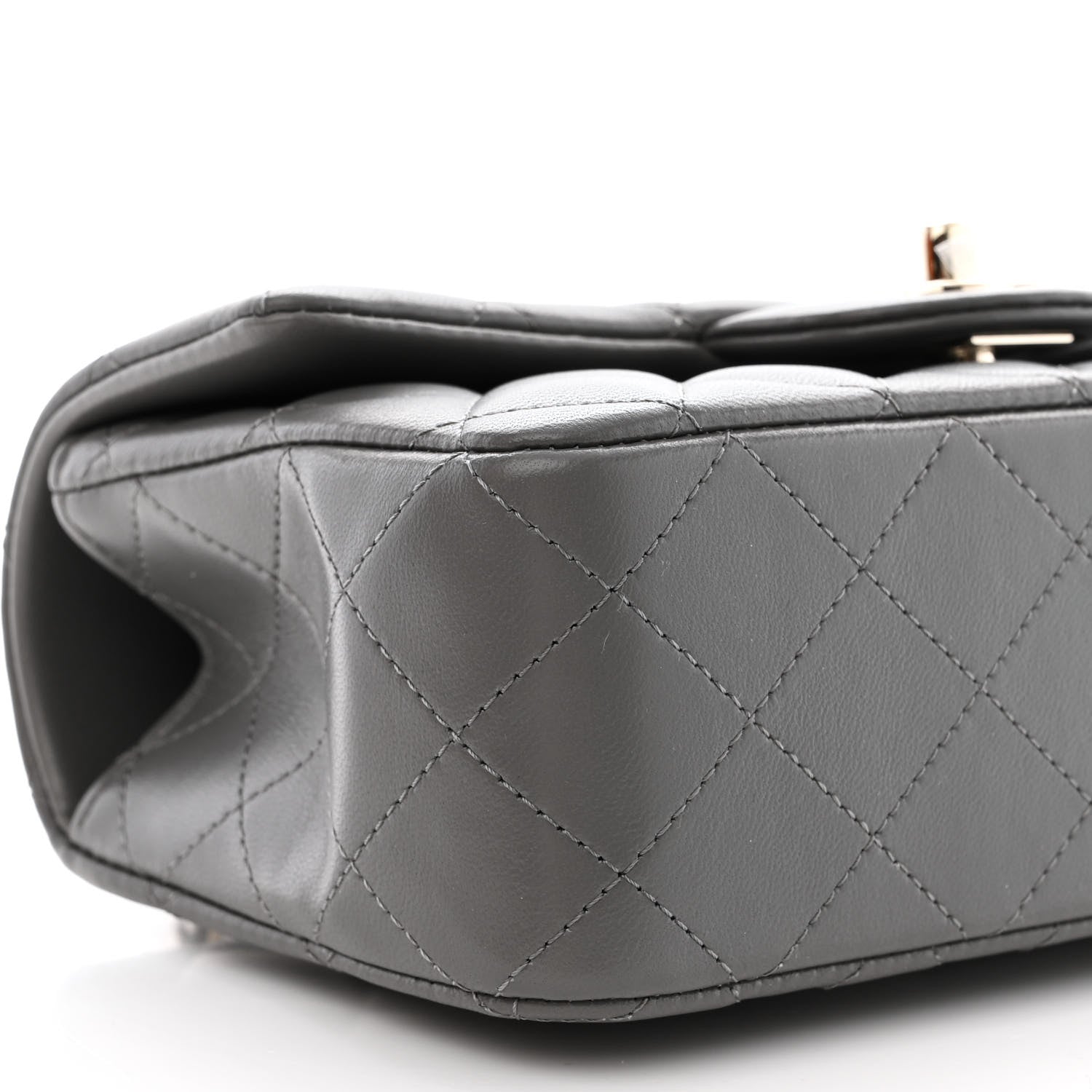 Chanel Lambskin Quilted Mini Top Handle Rectangular Flap Dark Grey 9 of 11