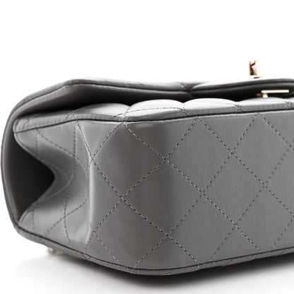 Chanel Lambskin Quilted Mini Top Handle Rectangular Flap Dark Grey 9 of 11