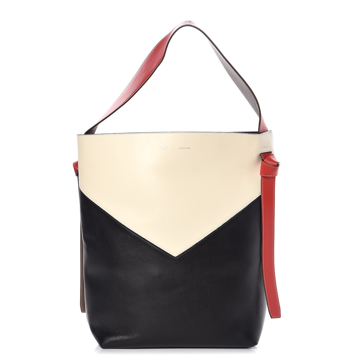 Celine Shiny Smooth Calfskin Twisted Cabas Ivory Black 2 of 10