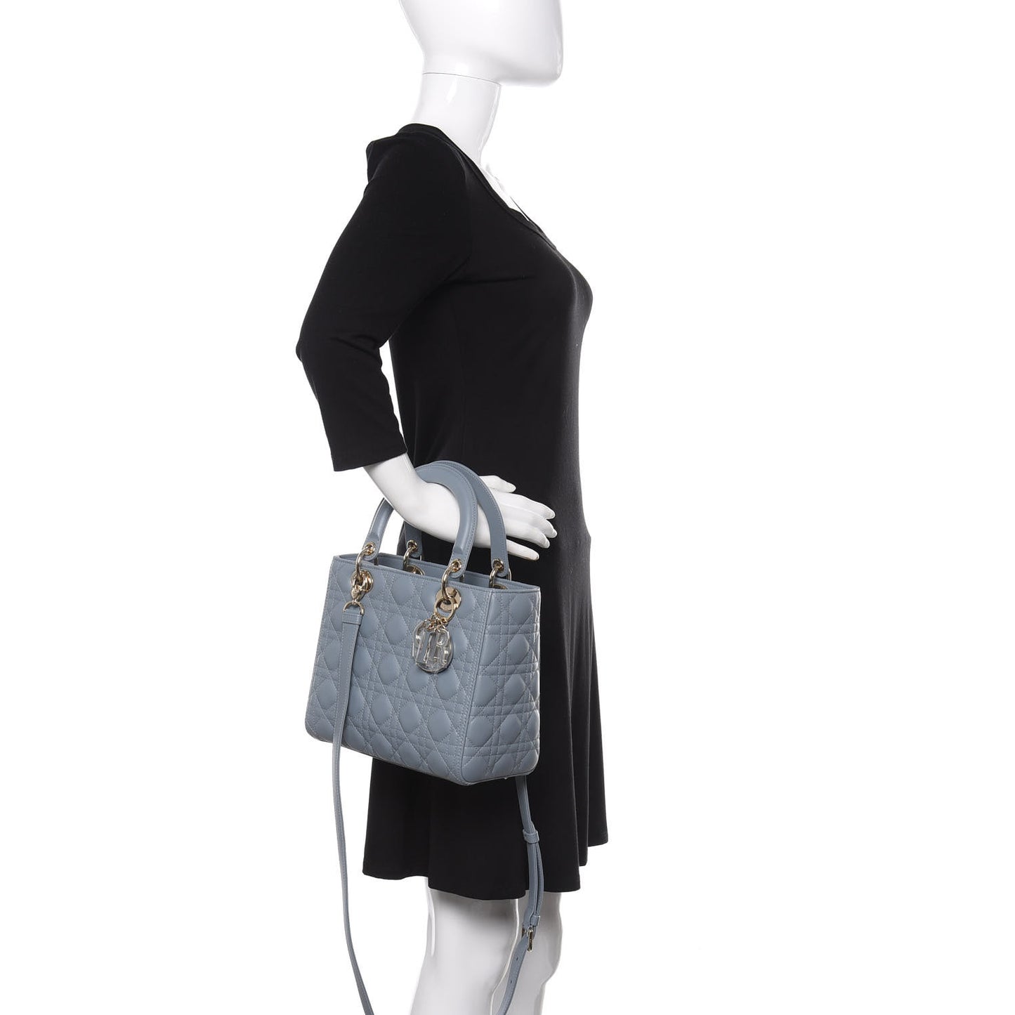 Lambskin Cannage Medium Lady Dior Cloud Blue