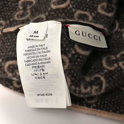 Gucci Wool GG Monogram Fog Tricot Beanie Hat M Beige Dark Brown 4 of 4
