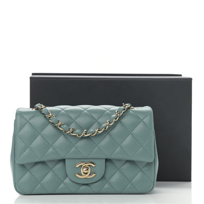 Chanel Lambskin Quilted Mini Rectangular Flap Green 11 of 11