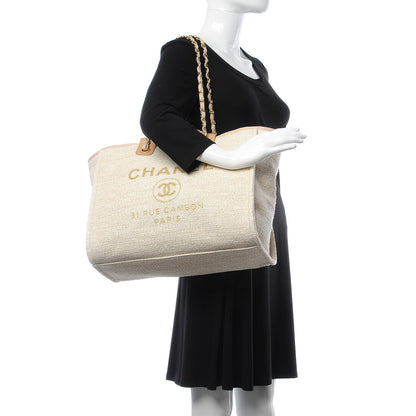 Chanel Canvas Large Deauville Tote Light Beige 2 of 8
