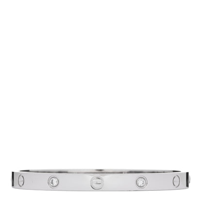 Cartier 18K White Gold 4 Diamond Love Bracelet 18 2 of 9