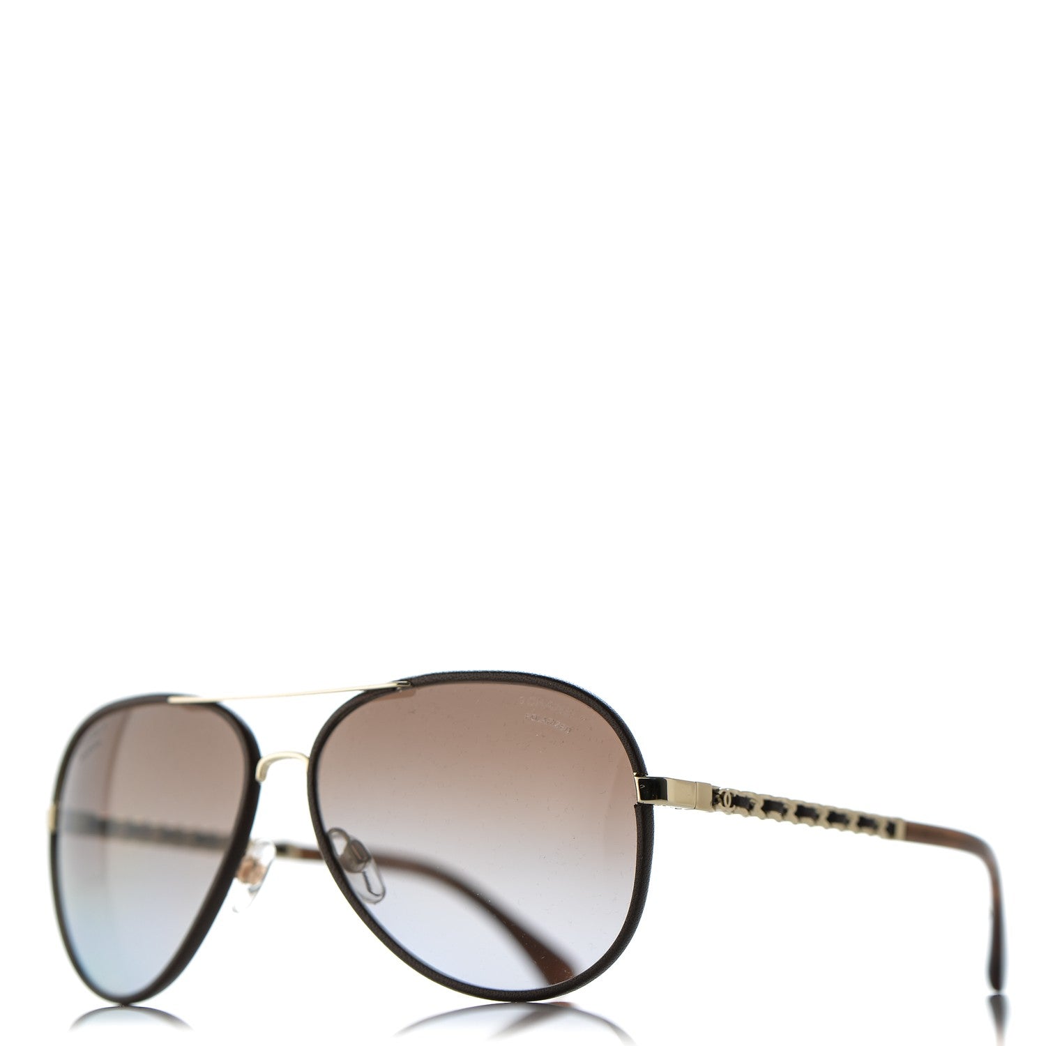 Chanel Lambskin Aviator Chain Sunglasses 4194-Q Brown 1 of 9