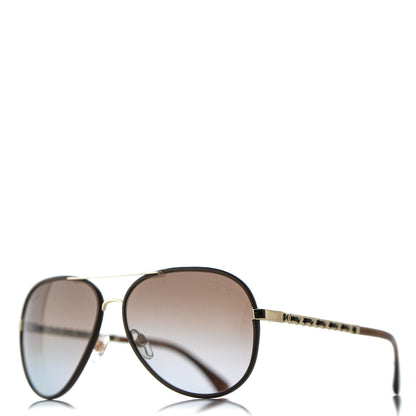 Chanel Lambskin Aviator Chain Sunglasses 4194-Q Brown 1 of 9