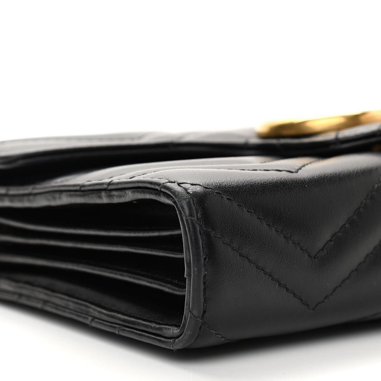 Calfskin Matelasse GG Marmont Chain Wallet Black