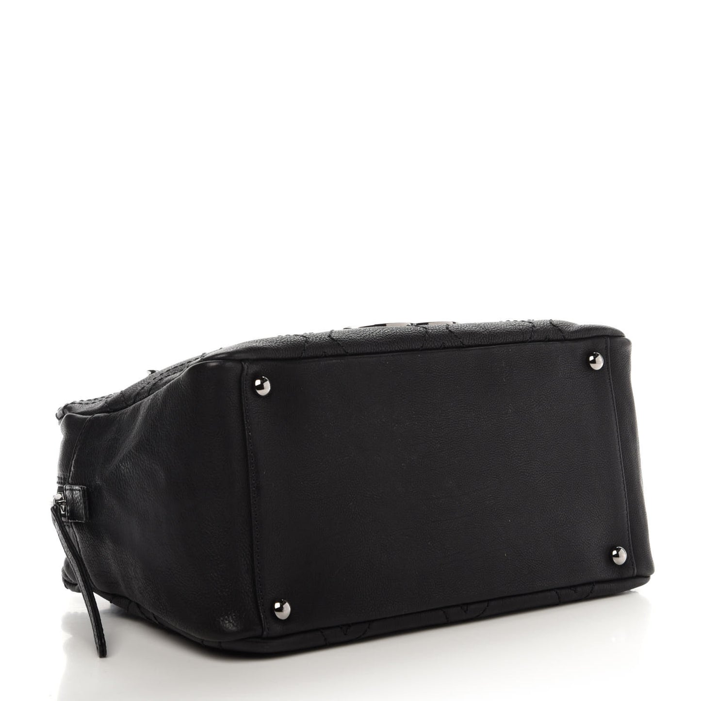 Calfskin Diamond Stitch Tote Black