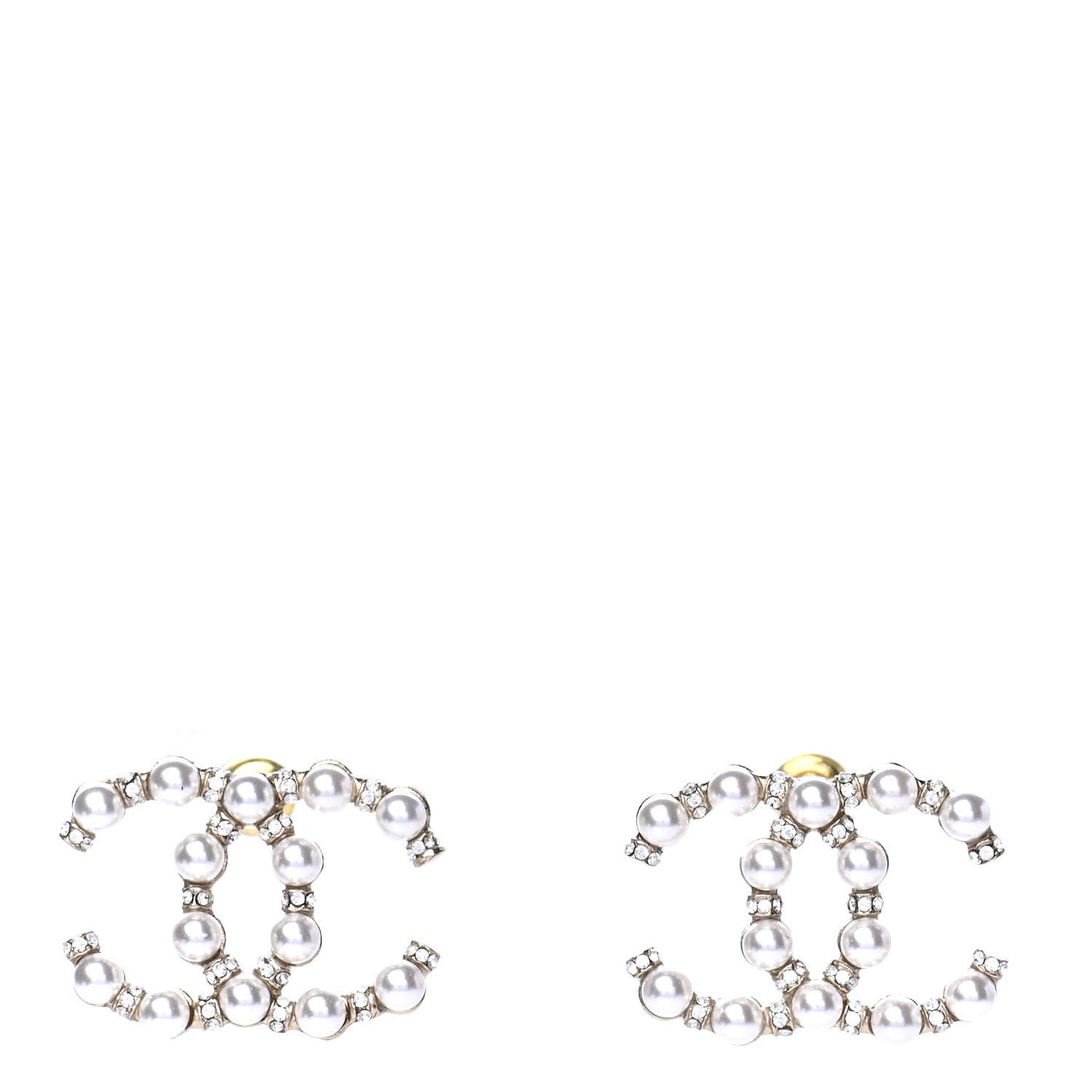 Pearl Crystal Nefertiti CC Earrings Gold