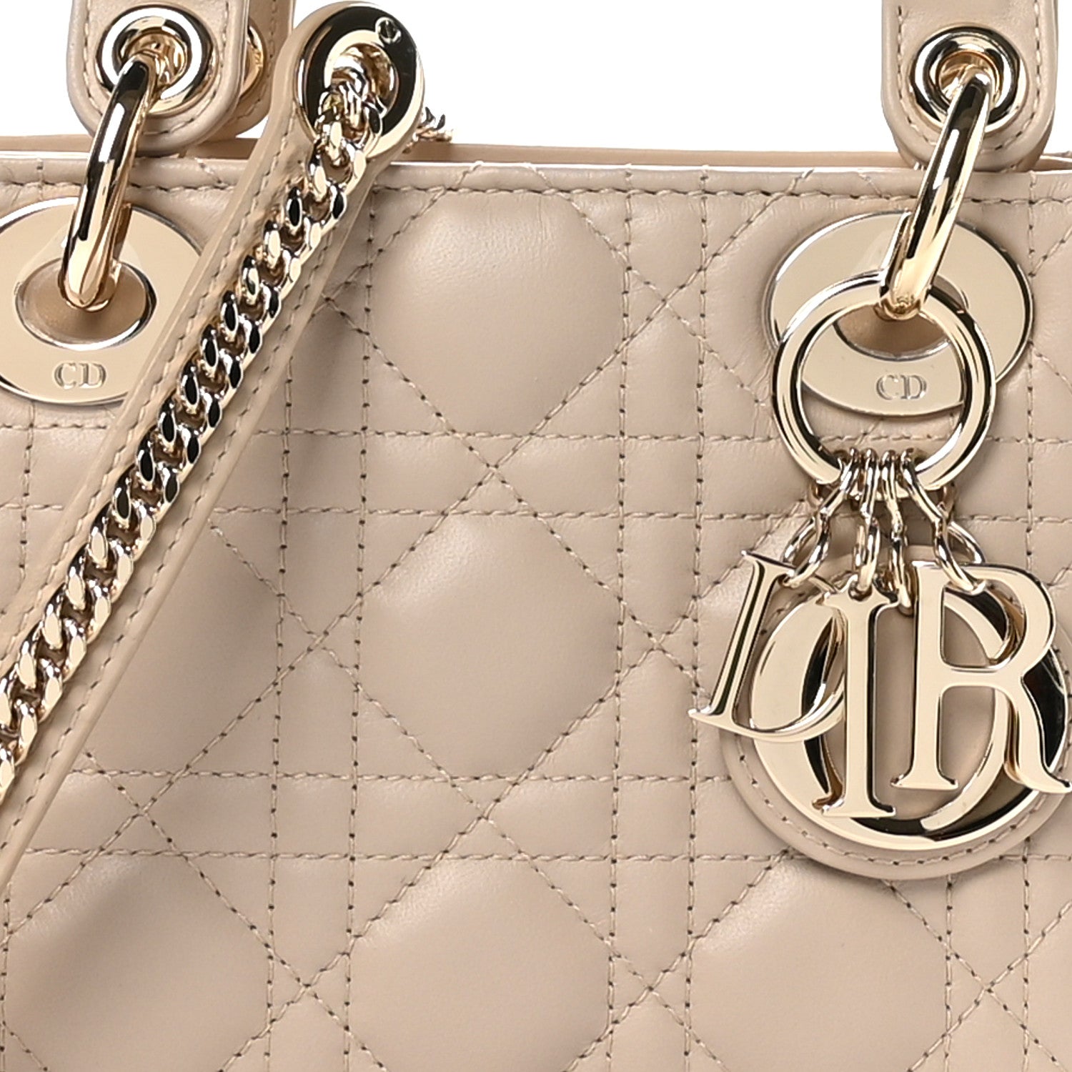 Christian Dior Lambskin Cannage Mini Lady Dior Sand 8 of 11