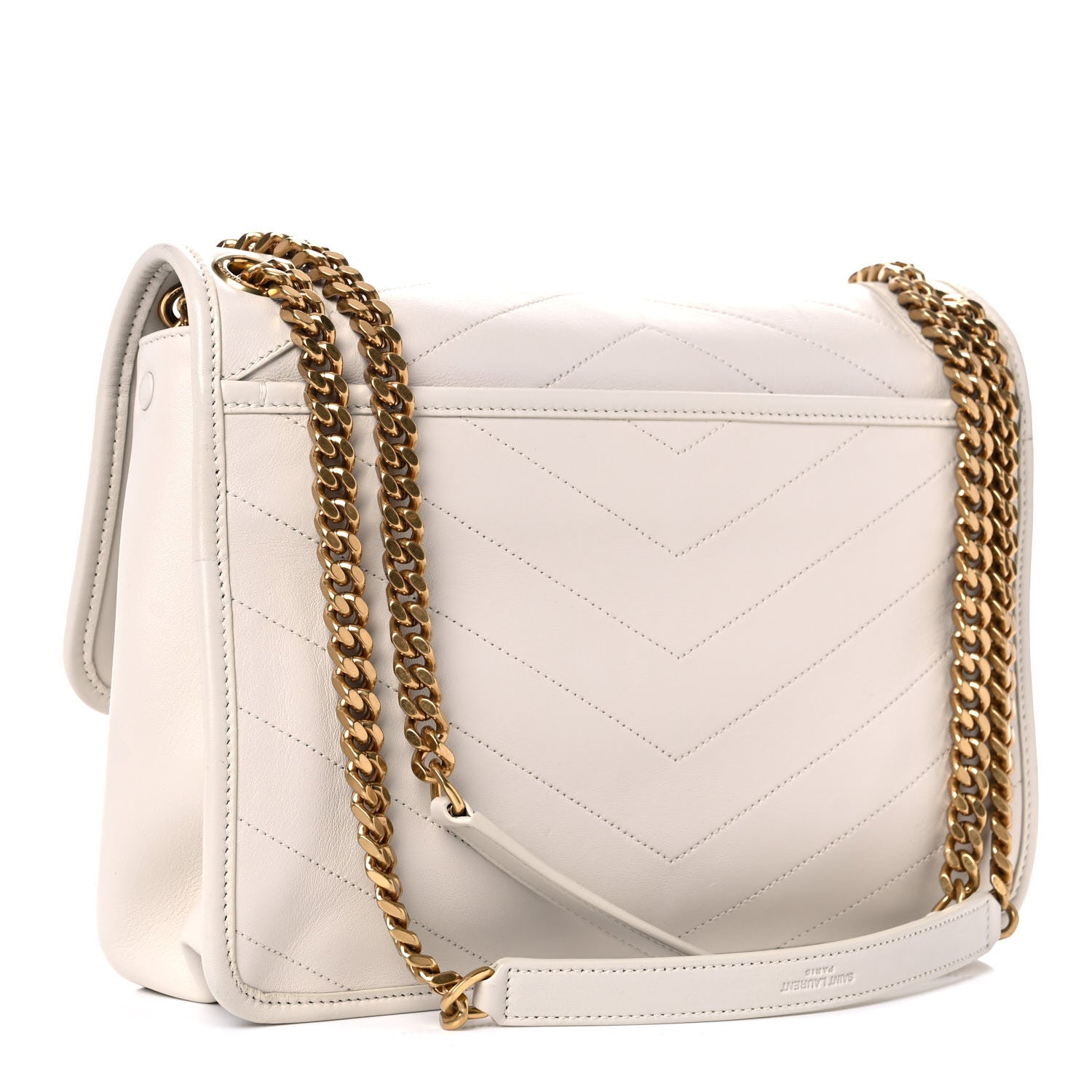Saint Laurent Lambskin Matelasse Monogram Medium Niki Chain Satchel Ivory 3 of 19