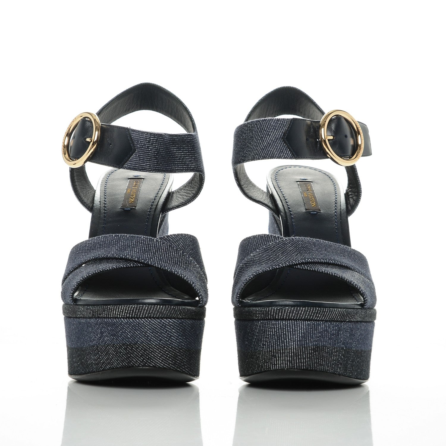 Louis Vuitton Canvas Blue Shore Wedge Sandal 38 Marine 2 of 7