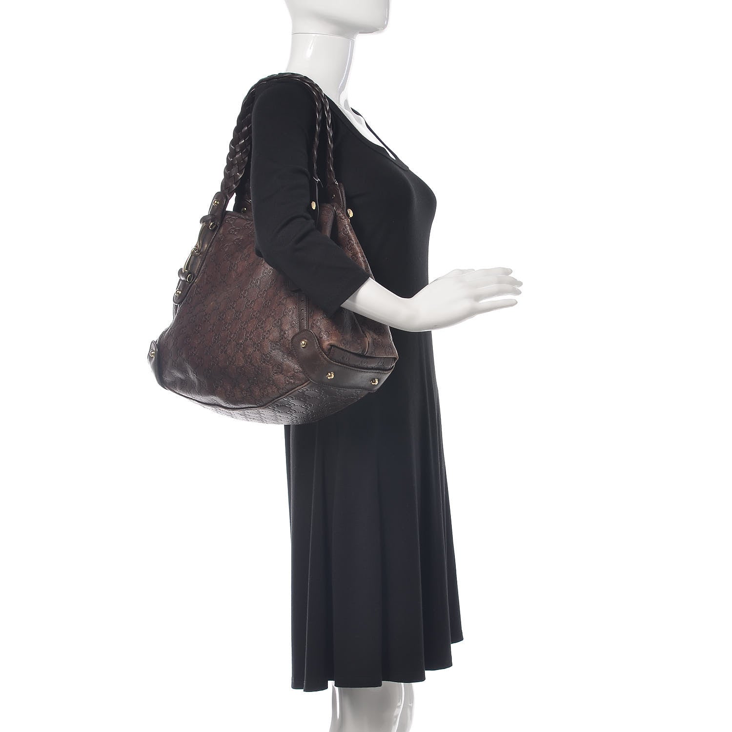 Gucci Guccissima Medium Pelham Shoulder Bag Dark Brown 2 of 21