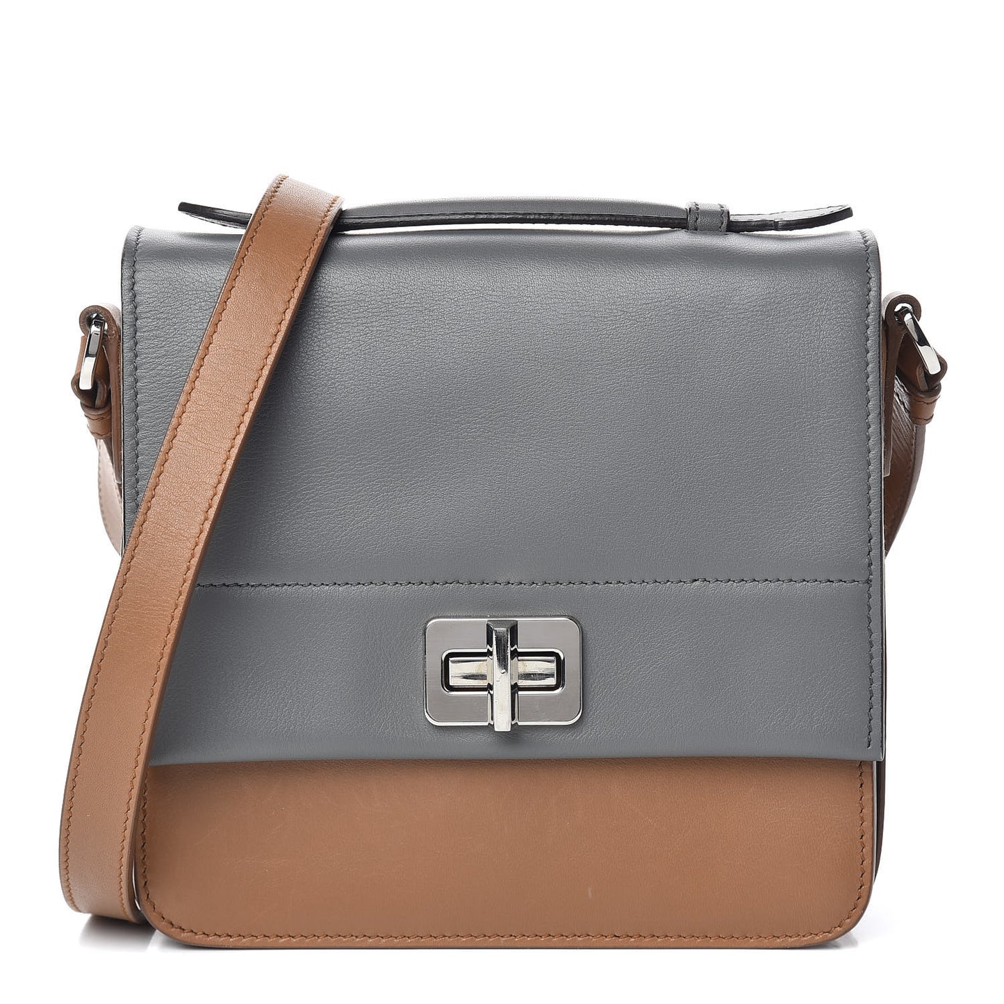 City Calf Bi-Color Crossbody Bag Cannella Marmo