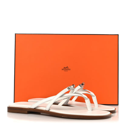 Hermes Calfskin Miss Sandals 37.5 White 9 of 9