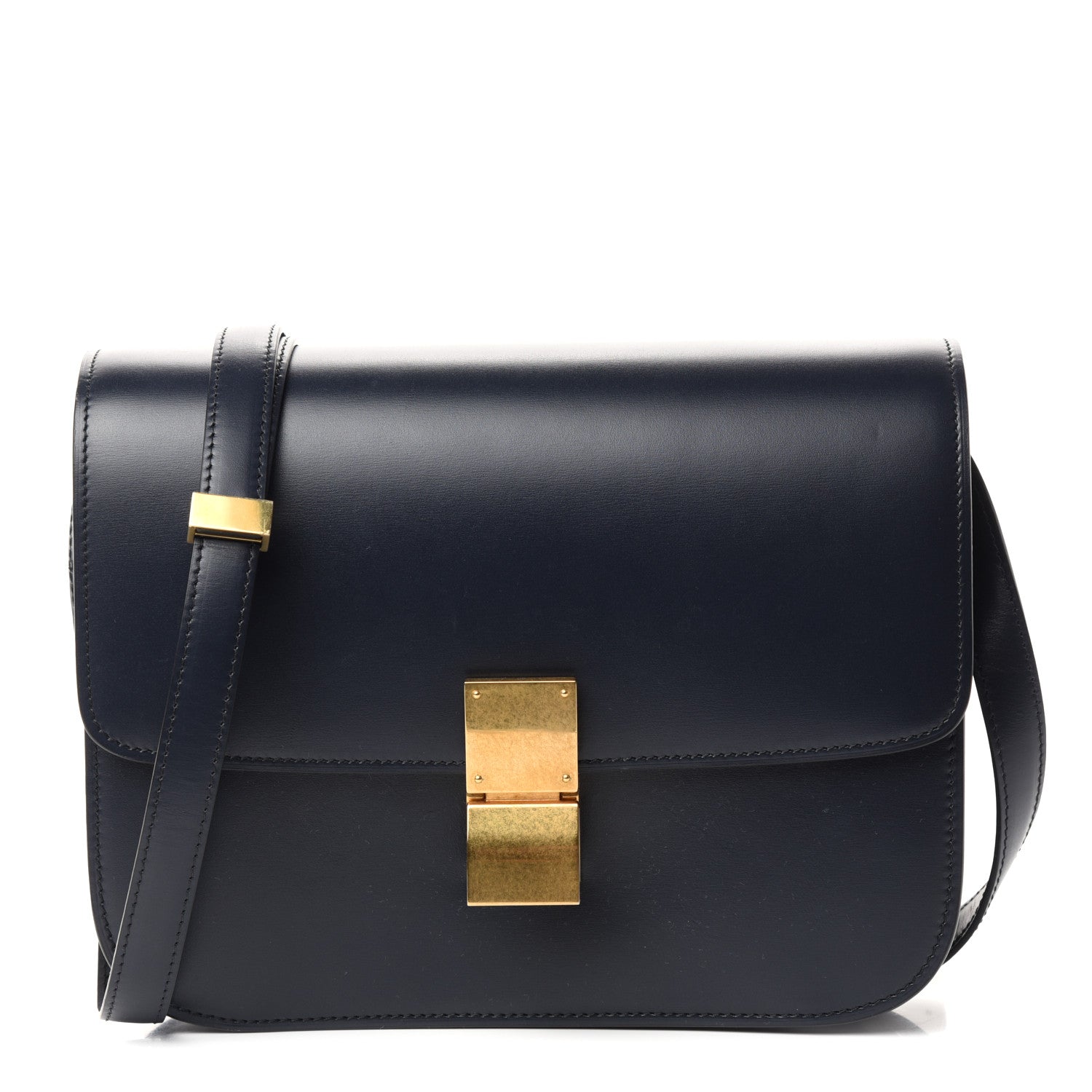 Celine Box Calfskin Medium Classic Box Flap Bag Navy 1 of 10