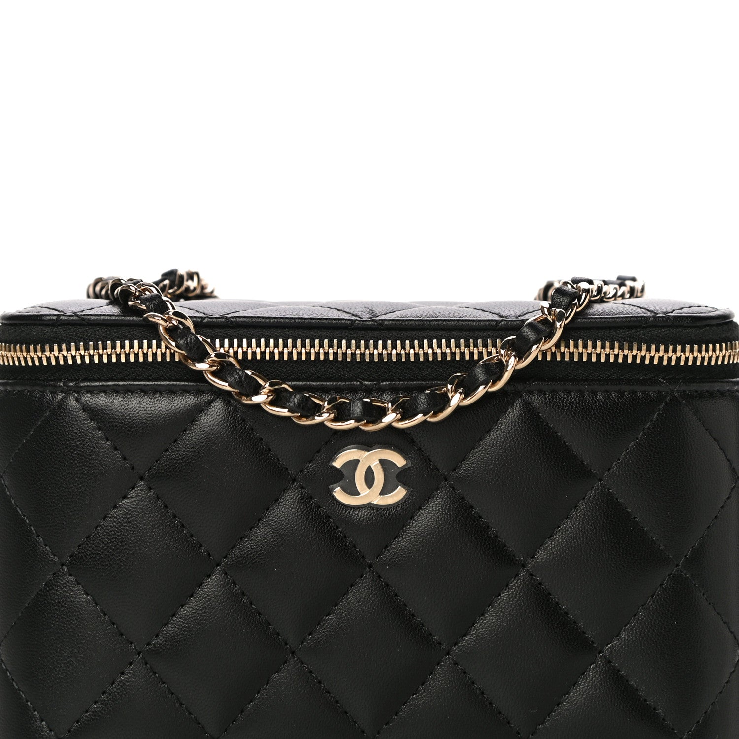 Chanel Lambskin Quilted Small Vanity Case With Chain Black 8 of 11