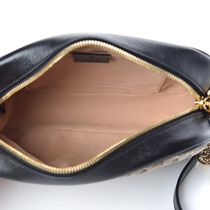 Gucci Monogram Matelasse Diagonal Small GG Marmont Chain Shoulder Bag Beige Black 5 of 9