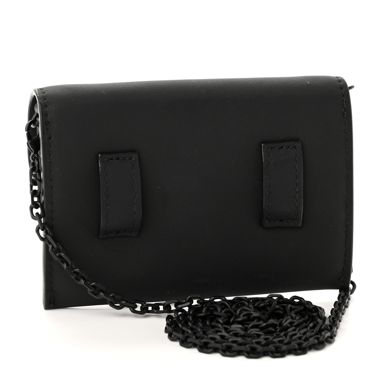 Ultra Matte Calfskin Nano Saddle Chain Pouch Black