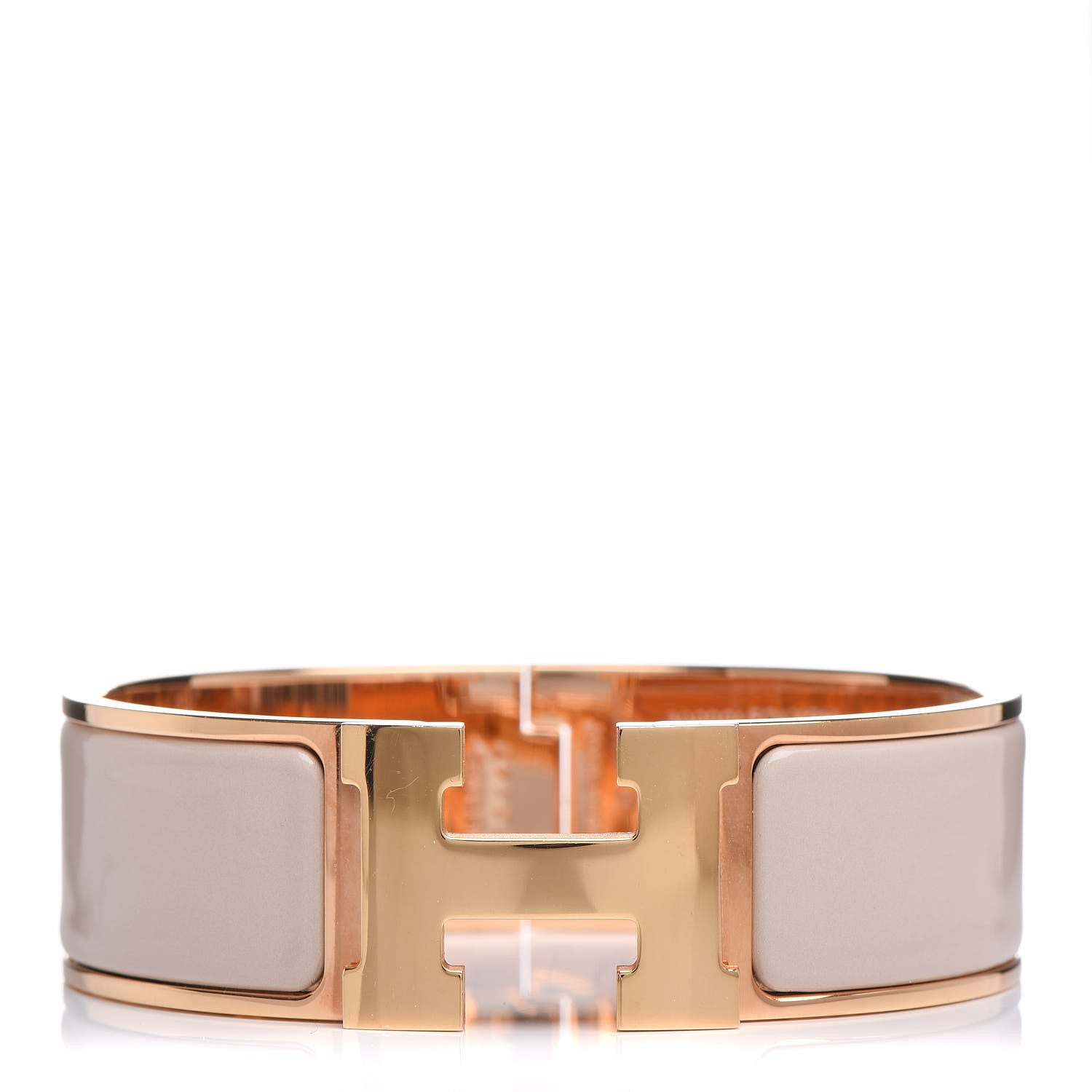 Hermes Enamel Wide Clic Clac H Bracelet GM Beige Rose 1 of 5