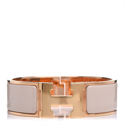 Hermes Enamel Wide Clic Clac H Bracelet GM Beige Rose 1 of 5