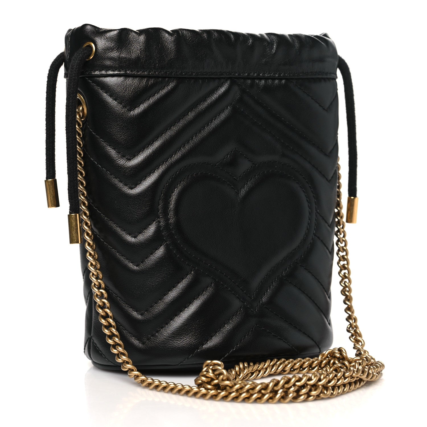 Gucci Calfskin Matelasse Mini GG Marmont 2.0 Bucket Bag Black 2 of 10