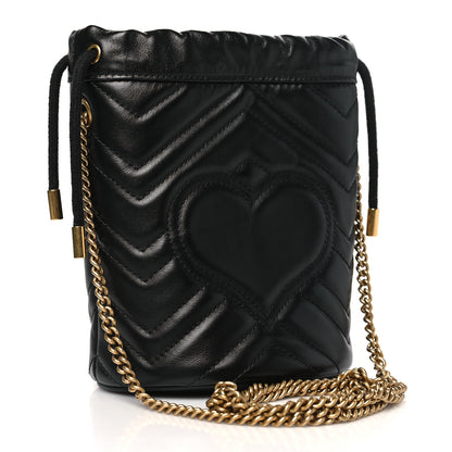 Gucci Calfskin Matelasse Mini GG Marmont 2.0 Bucket Bag Black 2 of 10