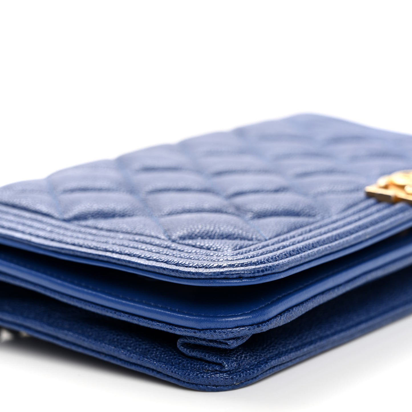 Caviar Quilted Boy Wallet On Chain WOC Blue