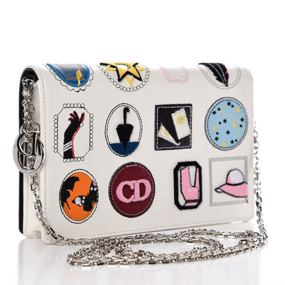 Christian Dior Calfskin Badges Chain Wallet White 3 of 12