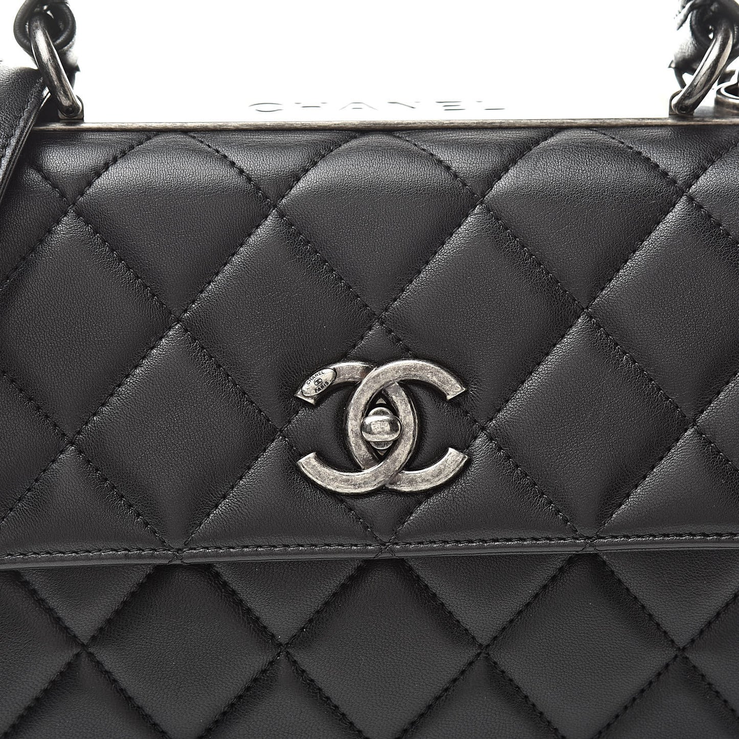 Lambskin Quilted Small Trendy CC Dual Handle Flap Bag Black