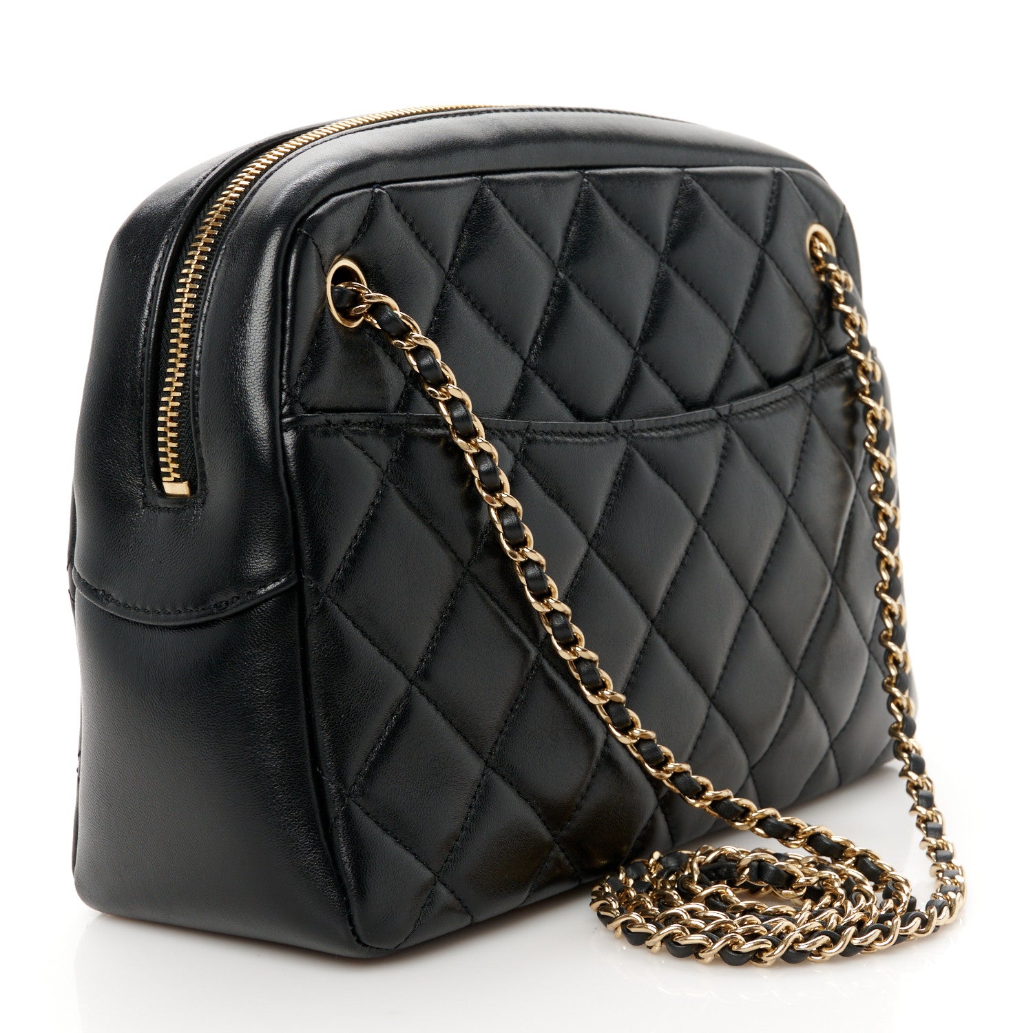 Chanel Shiny Lambskin Quilted Medium Camera Case Black 3 of 11