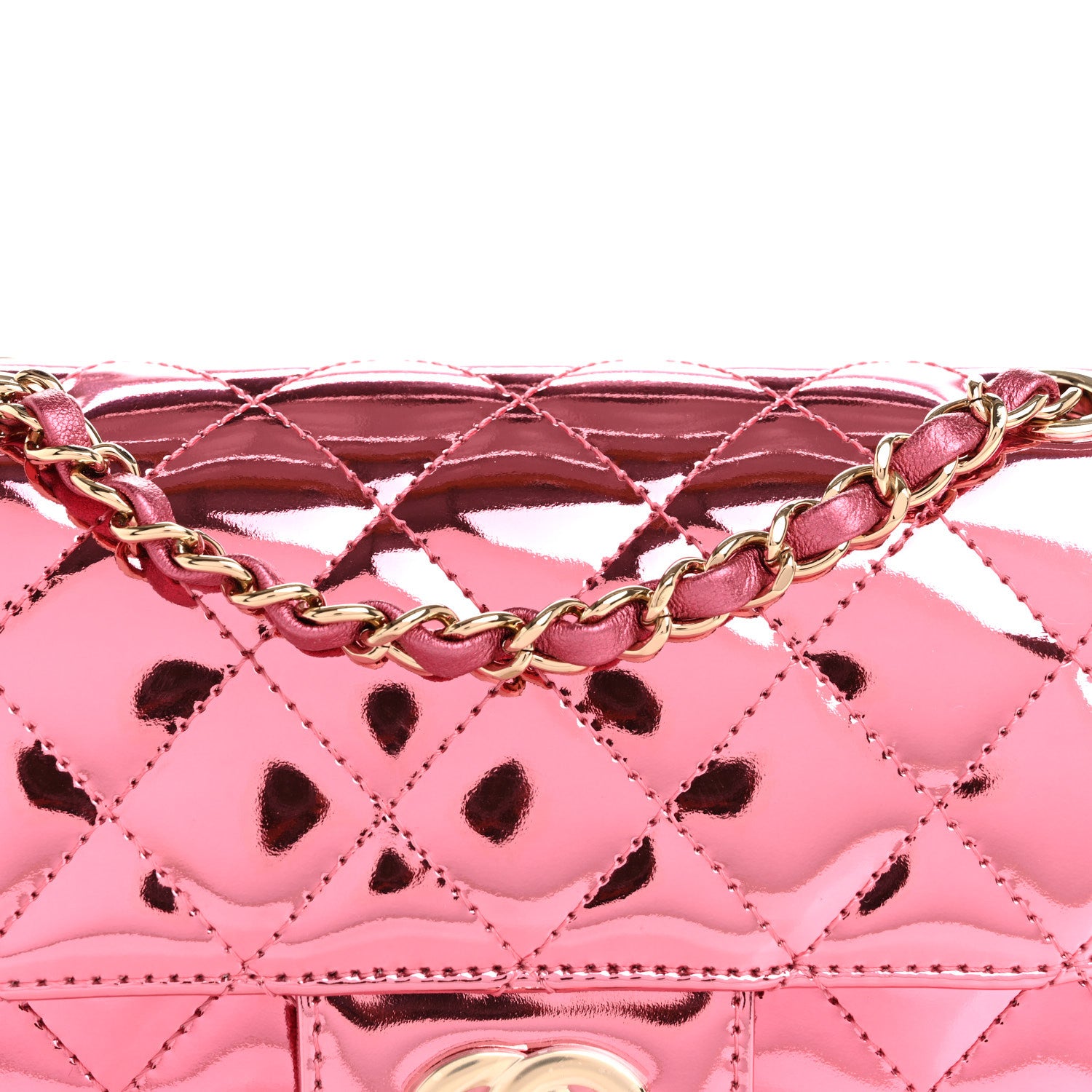 Chanel Mirror Calfskin Metallic Lambskin Quilted Hollywood Boulevard Mini Flap With Star Coin Purse Pink 9 of 12