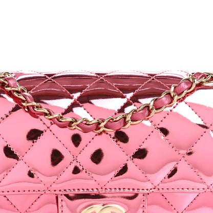 Chanel Mirror Calfskin Metallic Lambskin Quilted Hollywood Boulevard Mini Flap With Star Coin Purse Pink 9 of 12
