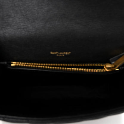 Saint Laurent Sheepskin Matelasse Chevron Monogram Medium College Bag Black 5 of 11