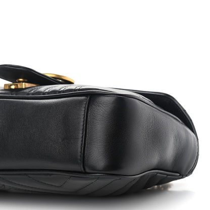 Gucci Calfskin Matelasse Small GG Marmont Shoulder Bag Black 11 of 12