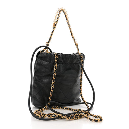 Chanel Shiny Crumpled Calfskin Quilted Pearl Mini Chanel 22 Black 3 of 10