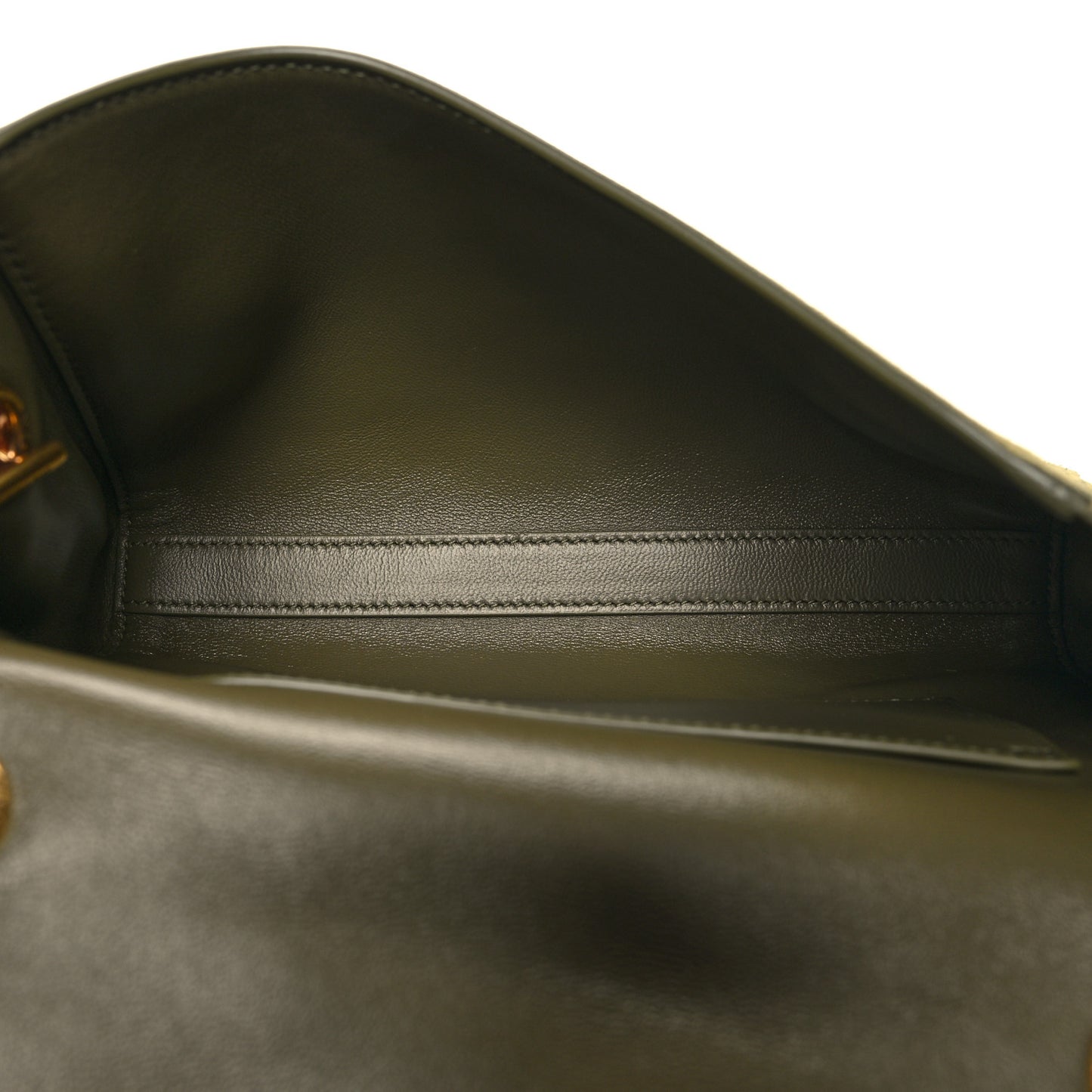 Smooth Calfskin Suede Small Reversible Monogram Kate Satchel Loden Green