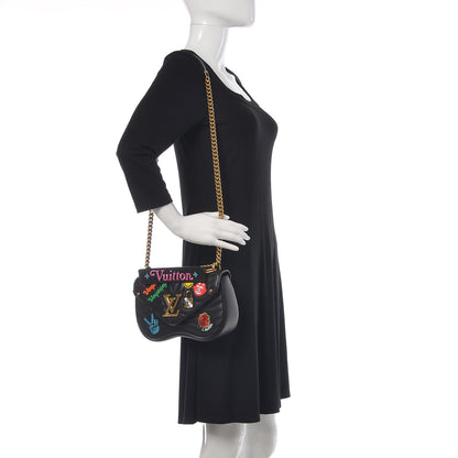 Louis Vuitton Calfskin Embroidered New Wave Chain MM Black 2 of 8