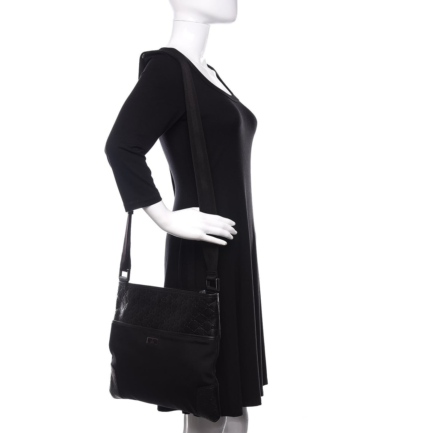 Guccissima Nylon Messenger Bag Black