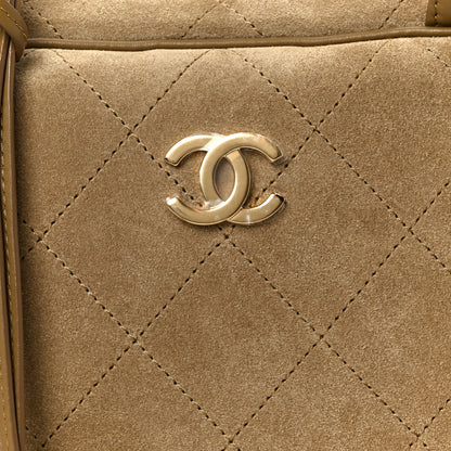 Chanel Suede Calfskin Large Perfect Bowling Bag Dark Beige 12 of 18