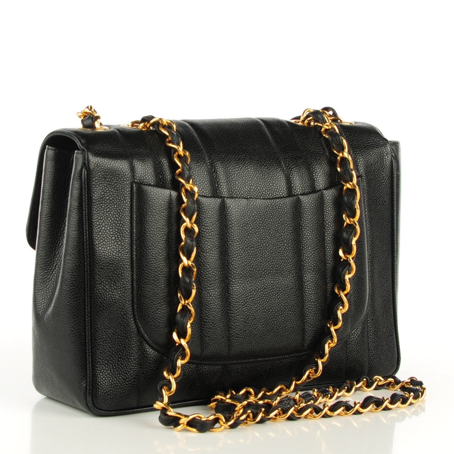 Chanel Caviar Vertical Quilted Jumbo Flap Black 3 of 9