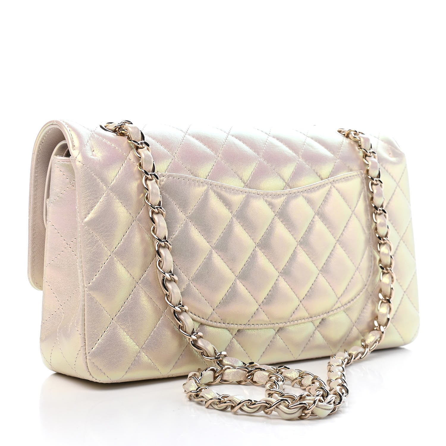 Chanel Iridescent Lambskin Quilted Medium Double Flap Ivory 2 of 9