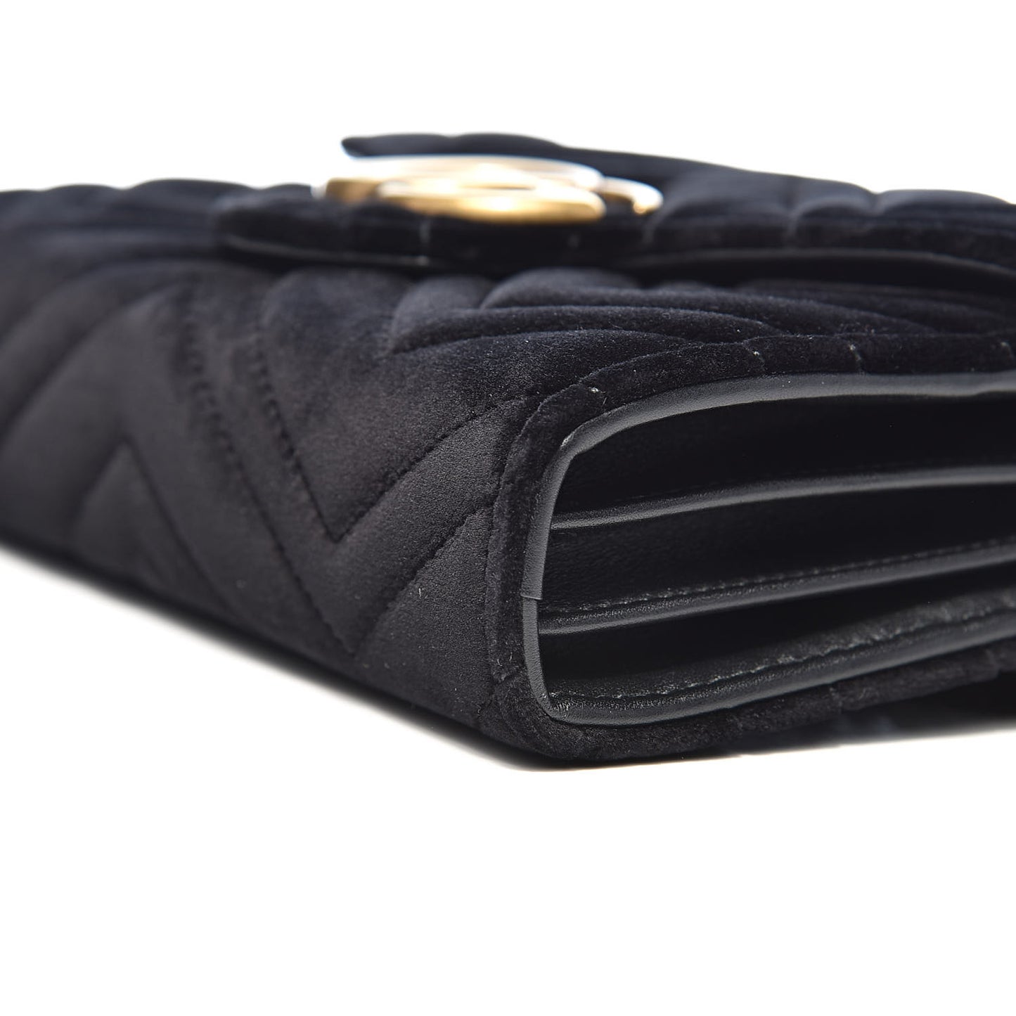 Velvet Matelasse GG Marmont Chain Wallet Black