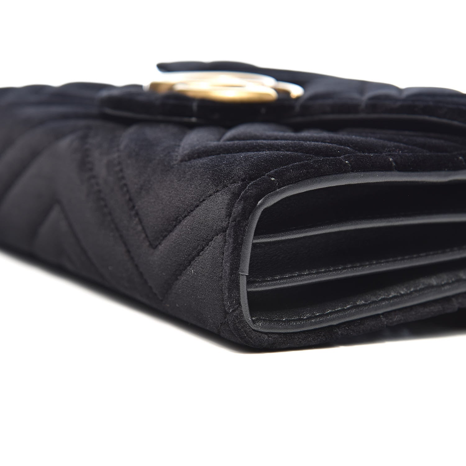 Gucci Velvet Matelasse GG Marmont Chain Wallet Black 9 of 11