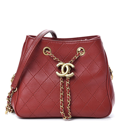 Chanel Calfskin Stitched Small Egyptian Amulet Drawstring Bag Red 1 of 9