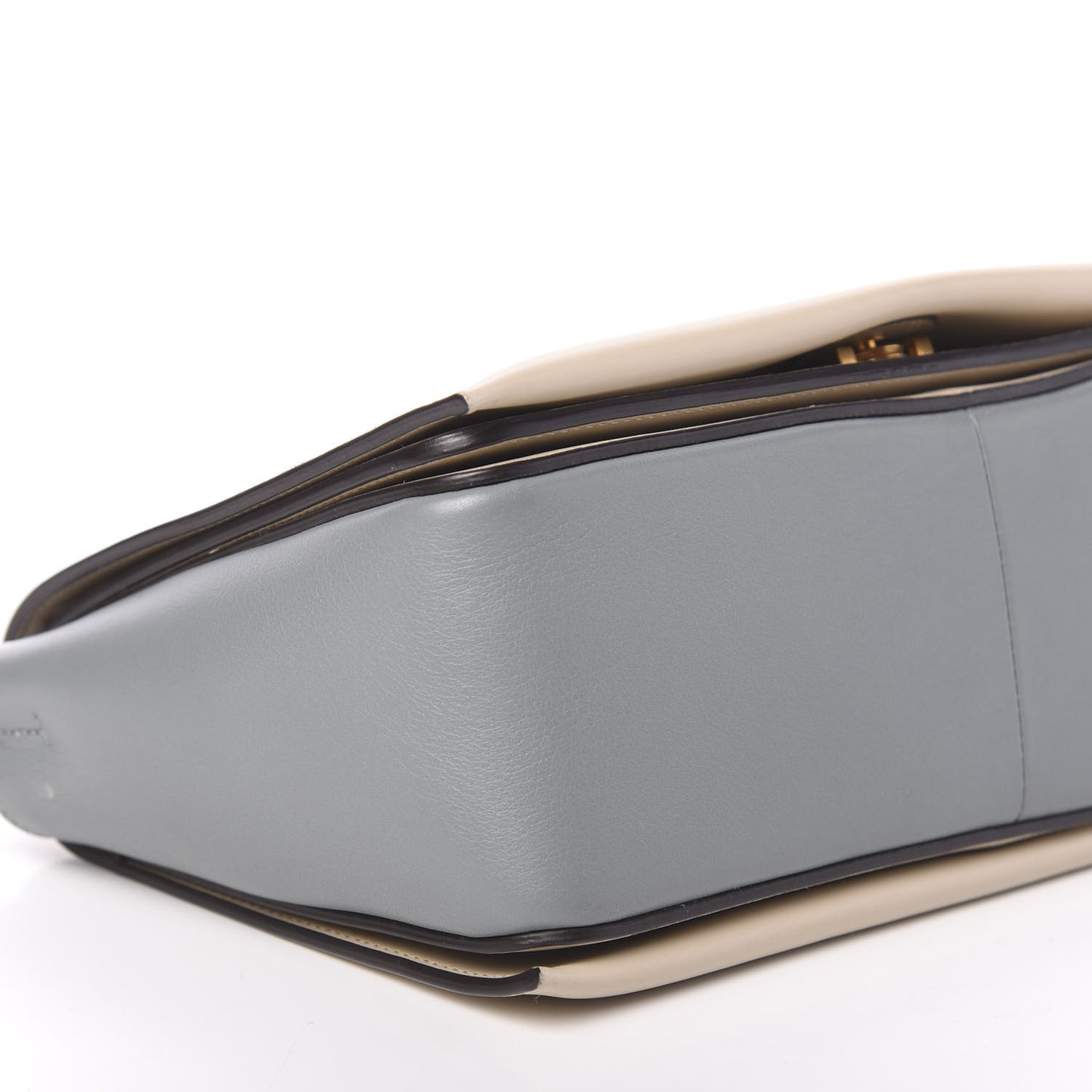 Shiny Smooth Calfskin Medium Frame Shoulder Bag Grege Storm