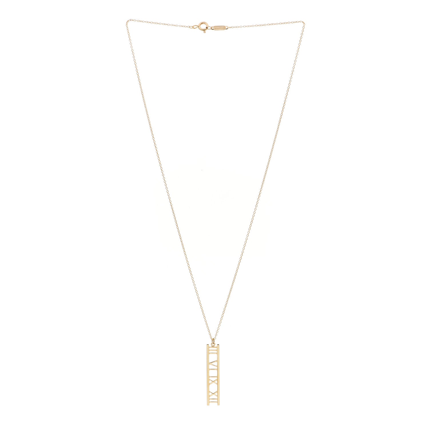 Tiffany 18K Yellow Gold Atlas Bar Pendant Necklace 2 of 3