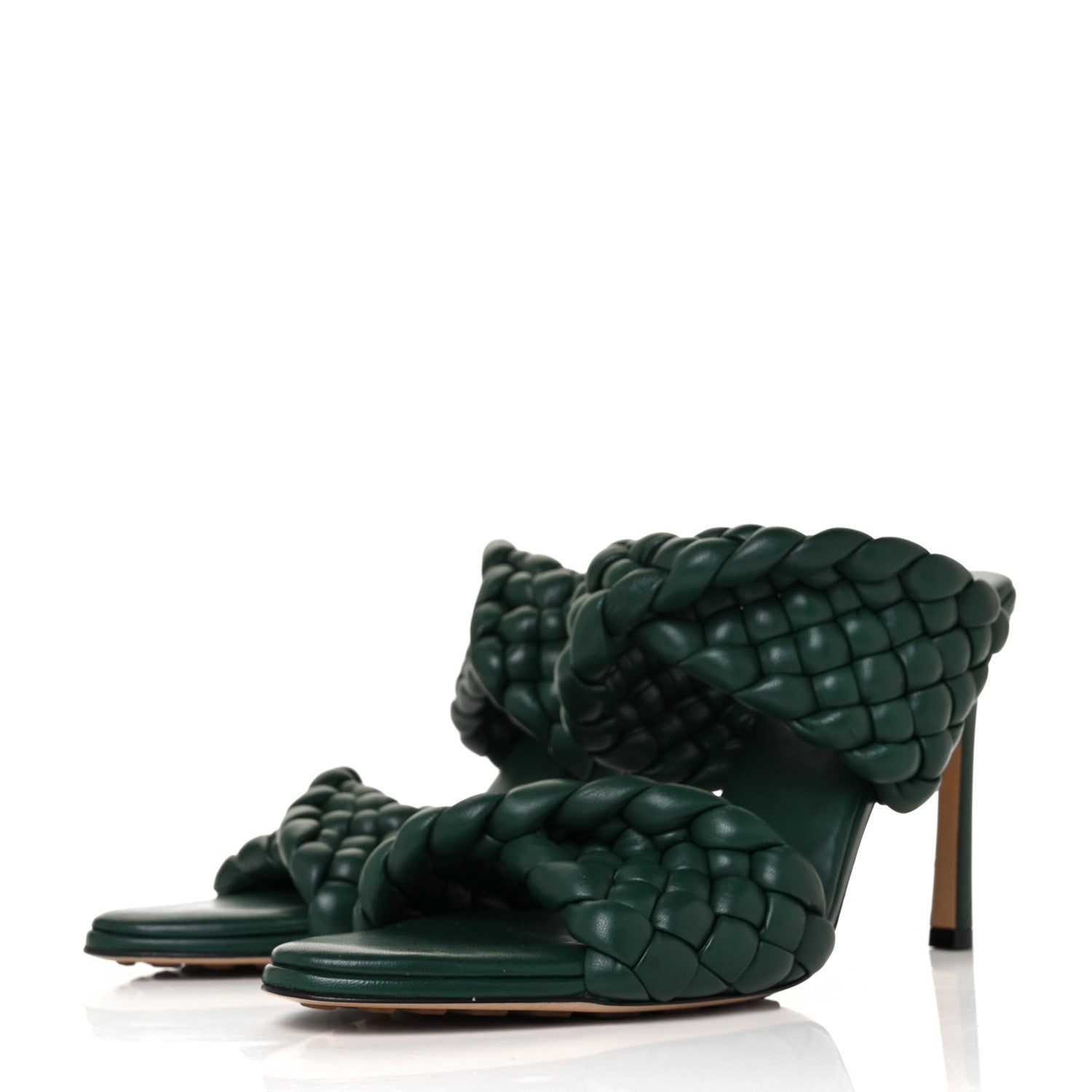 Bottega Veneta Nappa Twisted Padded Intrecciato Curve Slide Sandals 40 Vert Fonce 3 of 7