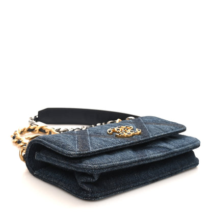 Chanel Denim Quilted Chanel 19 Flap Phone Holder With Chain Blue 3 of 10
